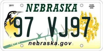NE license plate 97VJ97