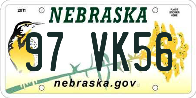 NE license plate 97VK56