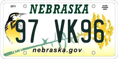 NE license plate 97VK96