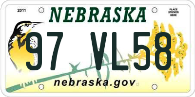 NE license plate 97VL58