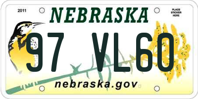 NE license plate 97VL60
