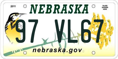 NE license plate 97VL67
