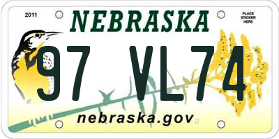 NE license plate 97VL74