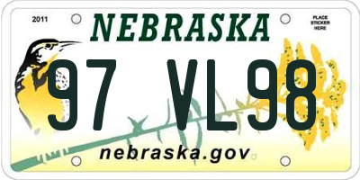 NE license plate 97VL98