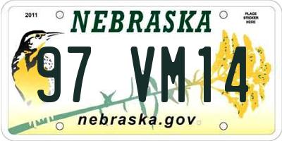 NE license plate 97VM14