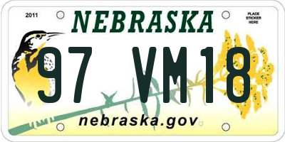 NE license plate 97VM18