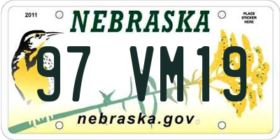 NE license plate 97VM19