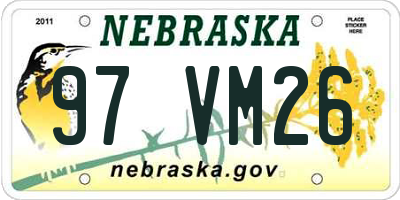 NE license plate 97VM26
