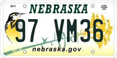 NE license plate 97VM36