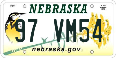 NE license plate 97VM54