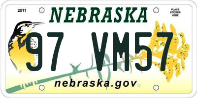 NE license plate 97VM57
