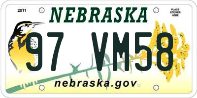 NE license plate 97VM58