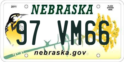 NE license plate 97VM66
