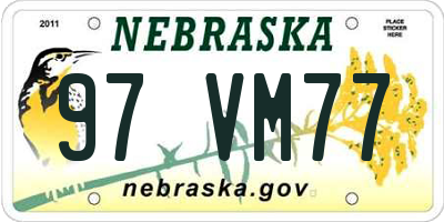 NE license plate 97VM77
