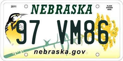 NE license plate 97VM86