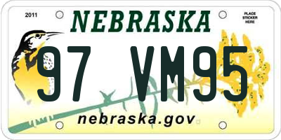 NE license plate 97VM95