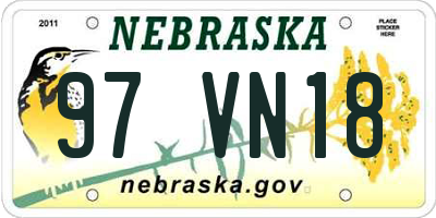 NE license plate 97VN18