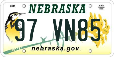 NE license plate 97VN85