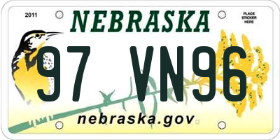 NE license plate 97VN96