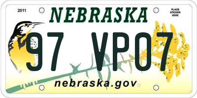 NE license plate 97VP07