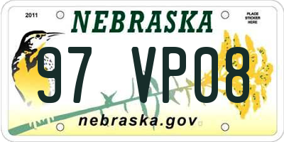 NE license plate 97VP08