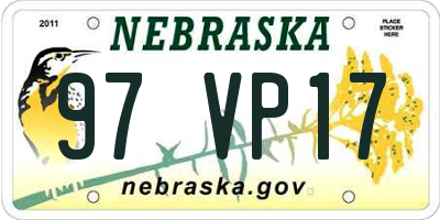 NE license plate 97VP17