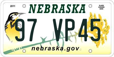 NE license plate 97VP45