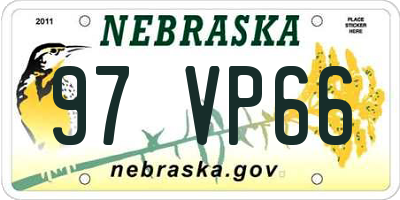 NE license plate 97VP66