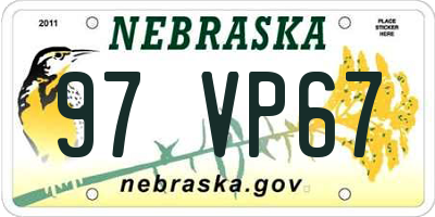 NE license plate 97VP67