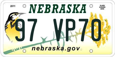 NE license plate 97VP70
