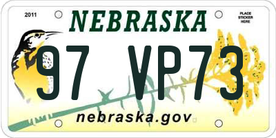 NE license plate 97VP73