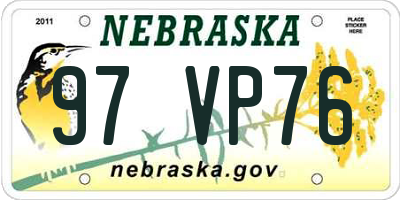 NE license plate 97VP76
