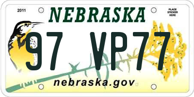 NE license plate 97VP77