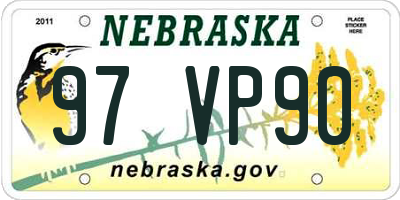 NE license plate 97VP90