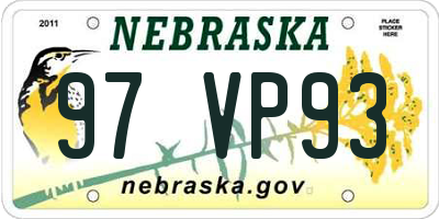 NE license plate 97VP93