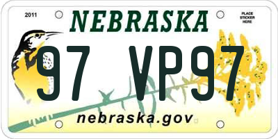 NE license plate 97VP97