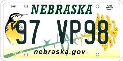 NE license plate 97VP98