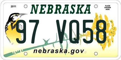 NE license plate 97VQ58