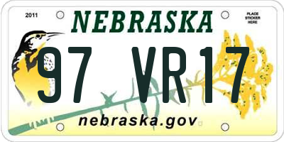 NE license plate 97VR17