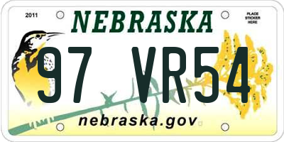 NE license plate 97VR54