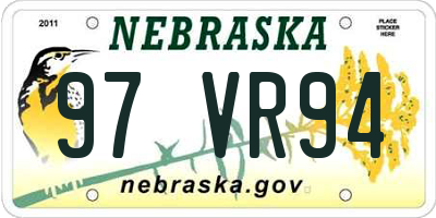 NE license plate 97VR94