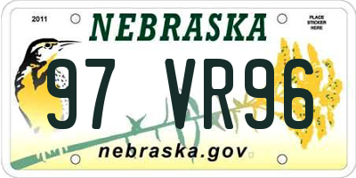 NE license plate 97VR96