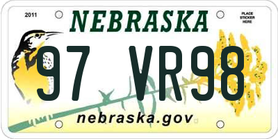 NE license plate 97VR98