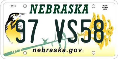 NE license plate 97VS58