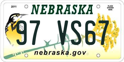 NE license plate 97VS67