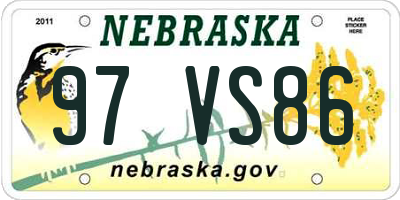 NE license plate 97VS86