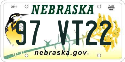 NE license plate 97VT22