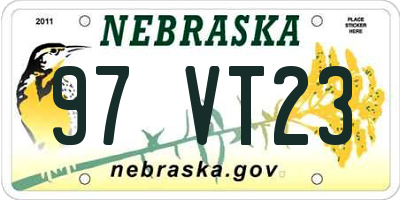 NE license plate 97VT23