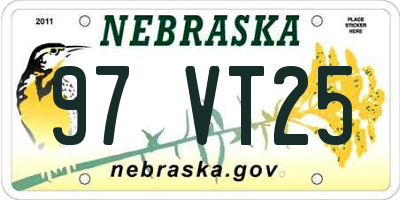 NE license plate 97VT25