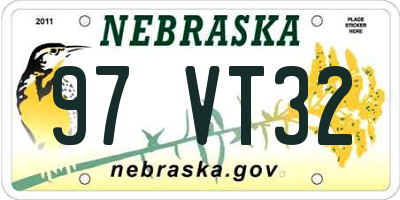 NE license plate 97VT32